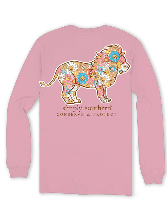 Ladies Simply Southern Lion Happy L/S (Candy Pink)