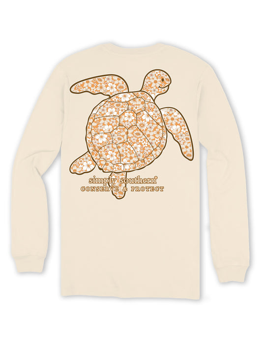 Ladies Simply Southern Turtle Wildflower L/S (Whisper)