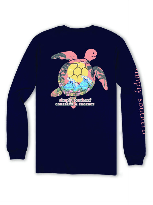 Ladies Simply Southern Turtle Waves L/S (Eclipse)