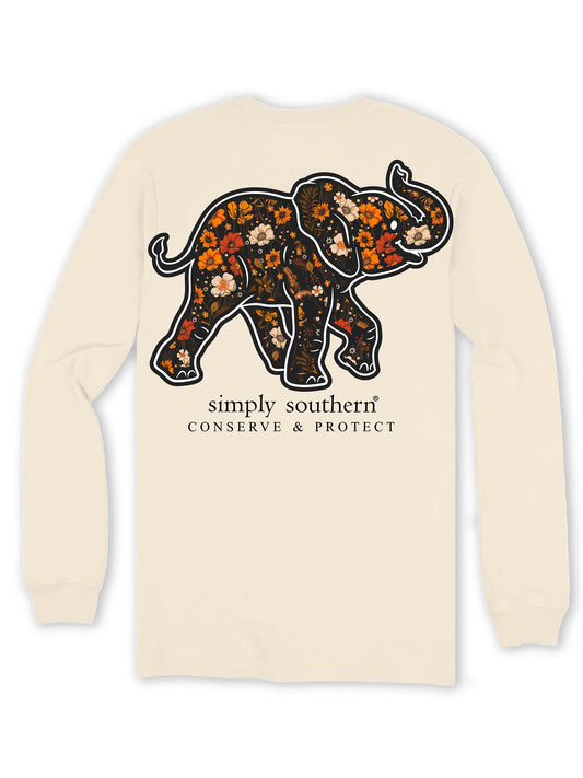 Ladies Simply Southern Elephant Floral L/S (Whisper)