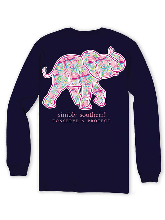 Ladies Simply Southern Elephant Bow L/S (Eclipse)