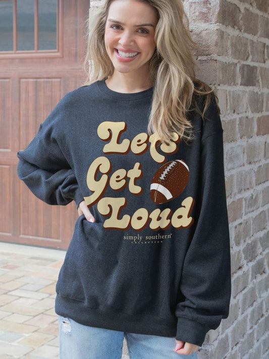 Ladies Simply Southern Let's Get Loud L/S Crew Sweatshirt (Black)