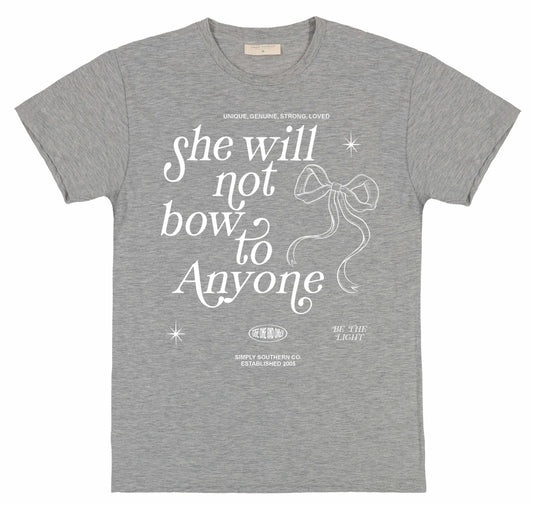 Ladies Simply Southern She Will Not Bow To Anything S/S (Heather Grey)