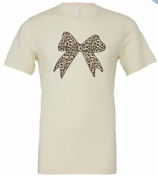 Leopard Print Bow S/S Tee (Natural)