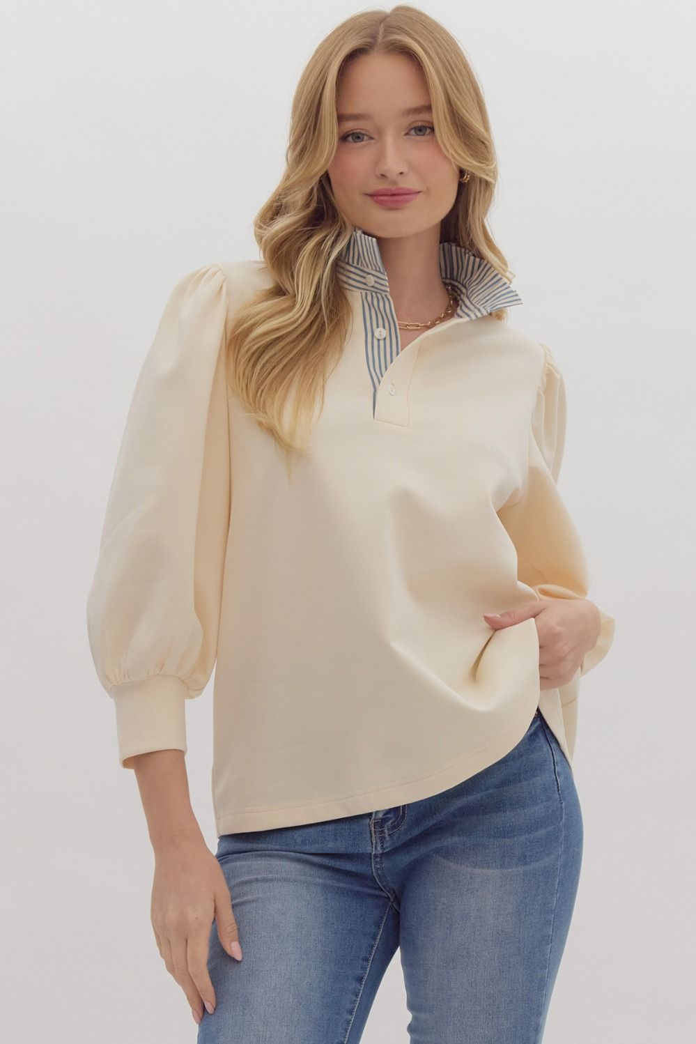 Ruffle Collar Blouse (Cream)