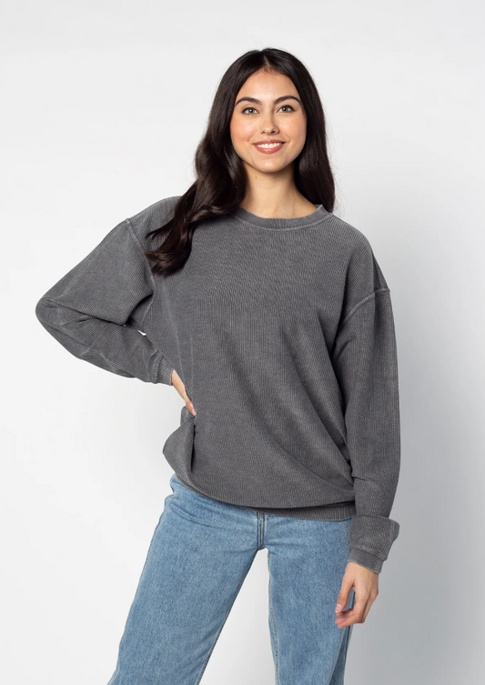 Chicka-D Solid Corded Crew Sweatshirt