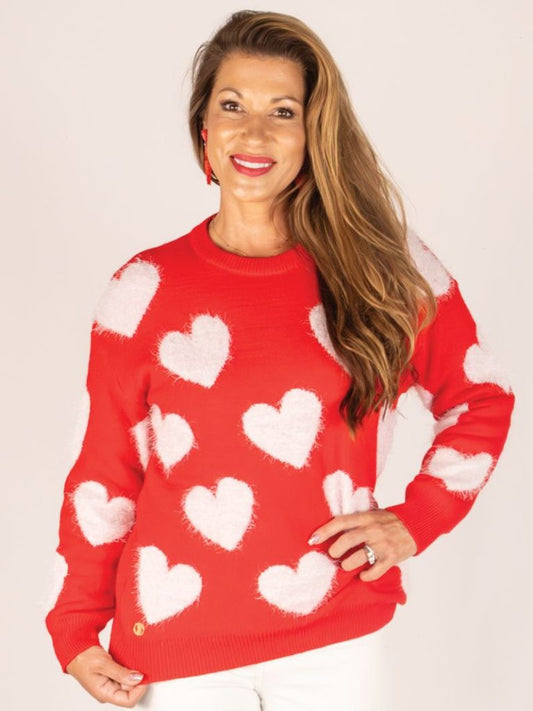 Simply Southern Fuzzy Red Heather Sweater