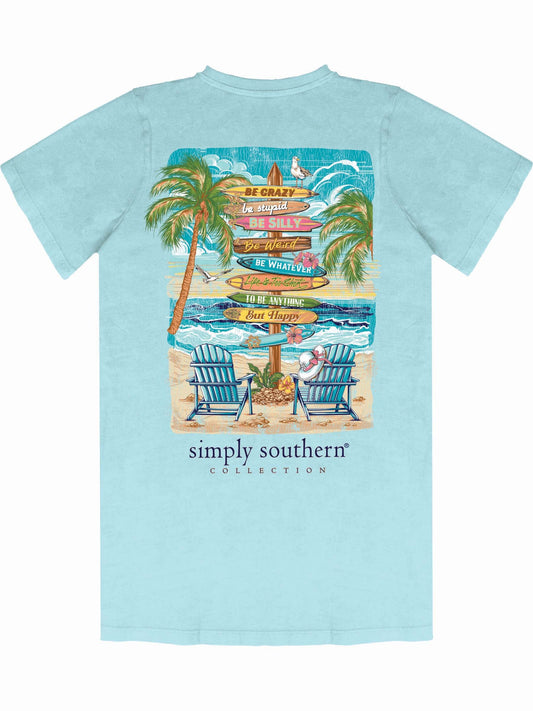 Ladies' Simply Southern Beach Sign S/S (Washed Aqua)