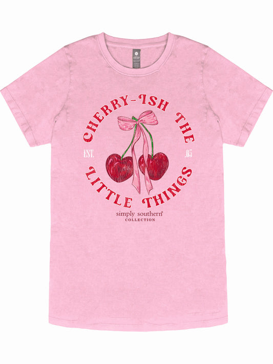 Ladies' Simply Southern Cherry-ish The Little Things S/S Tee (Mineral Washed Pink)