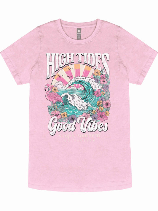 Ladies' Simply Southern High Tides Good Vibes S/S (Washed Pink)