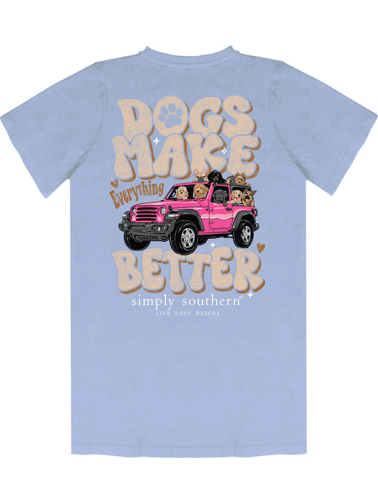 Ladies' Simply Southern Dogs Make Everything Better S/S (Washed Sea)