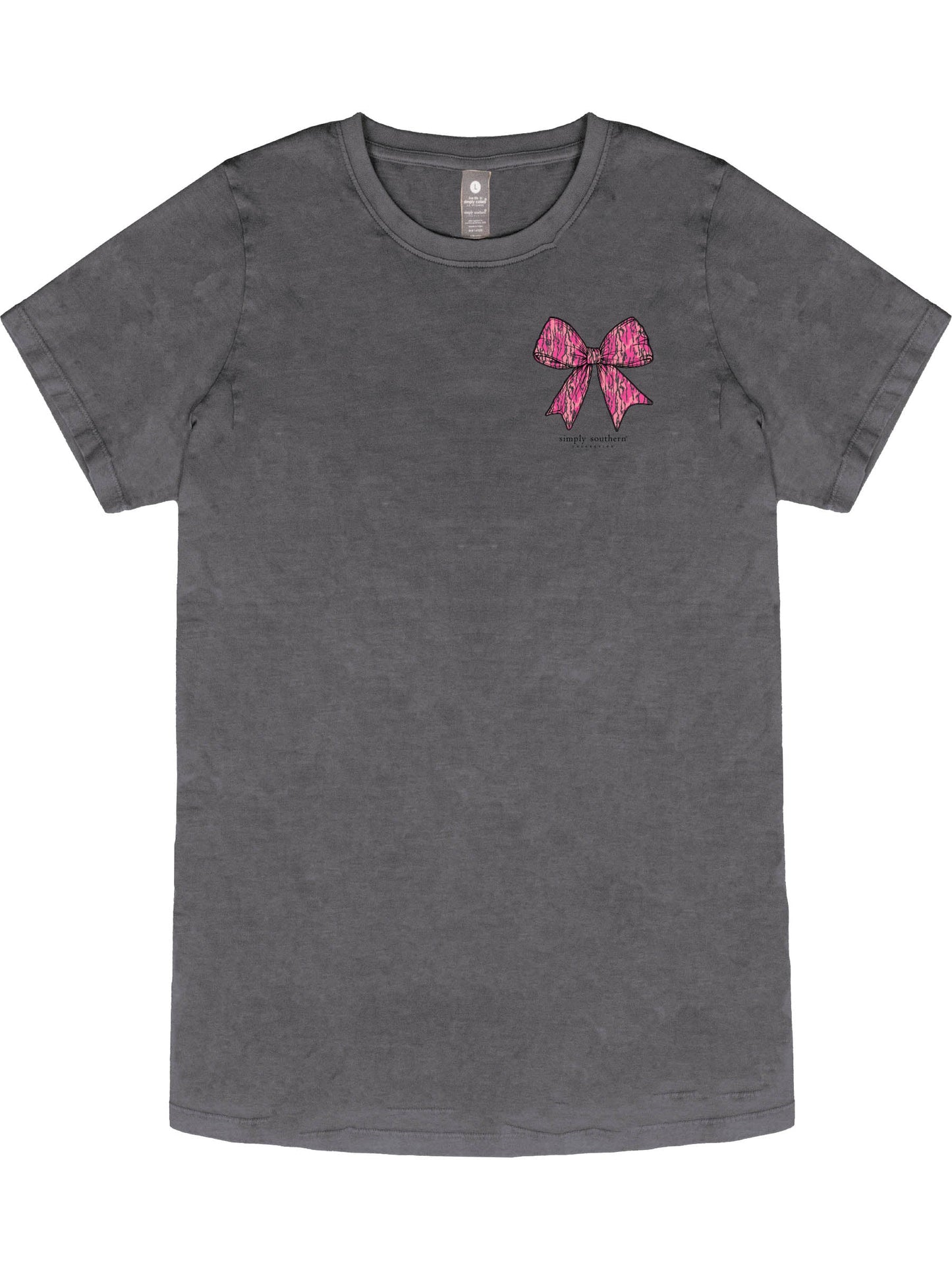 Ladies' Simply Southern Pink Camo Bow S/S (Washed Coal)