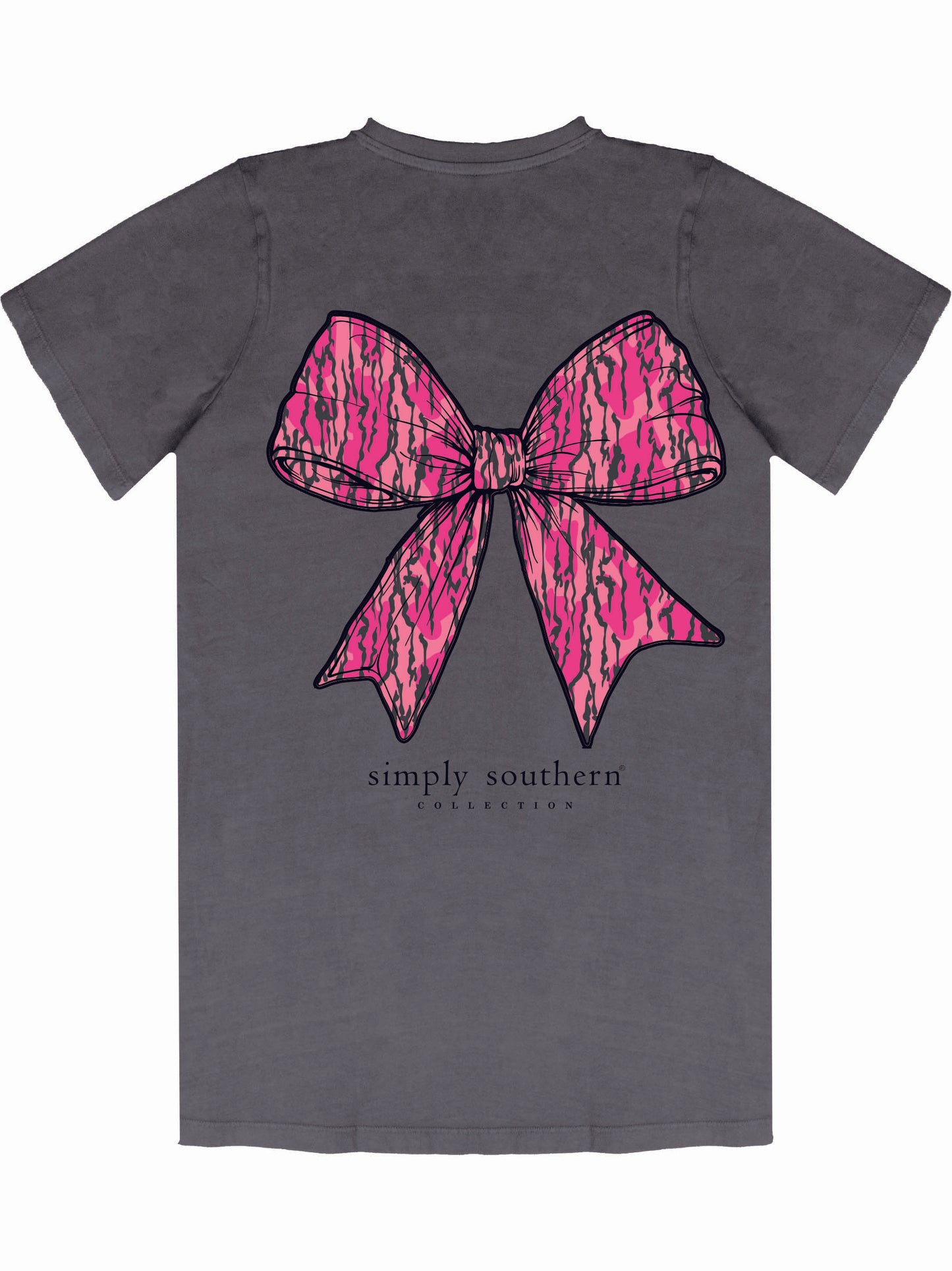Ladies' Simply Southern Pink Camo Bow S/S (Washed Coal)