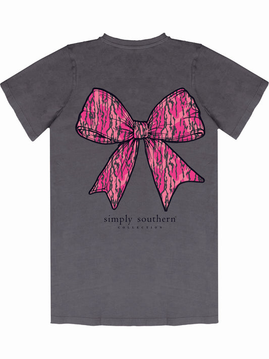 Ladies' Simply Southern Pink Camo Bow S/S (Washed Coal)