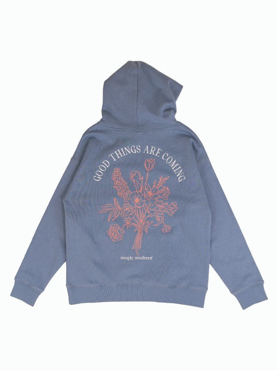 Ladies Simply Southern Embroidered Good Thing Hoodie (Blue)