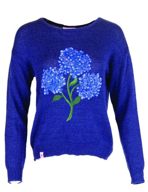 Ladies' Simply Southern Blue Flower L/S Sweater