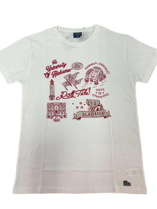 Hype & Vice Alabama Classic Vintage Icon Logo S/S Tee (White_