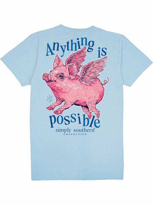 Ladies' Simply Southern Anything Is Possible S/S Tee (Ice Blue)
