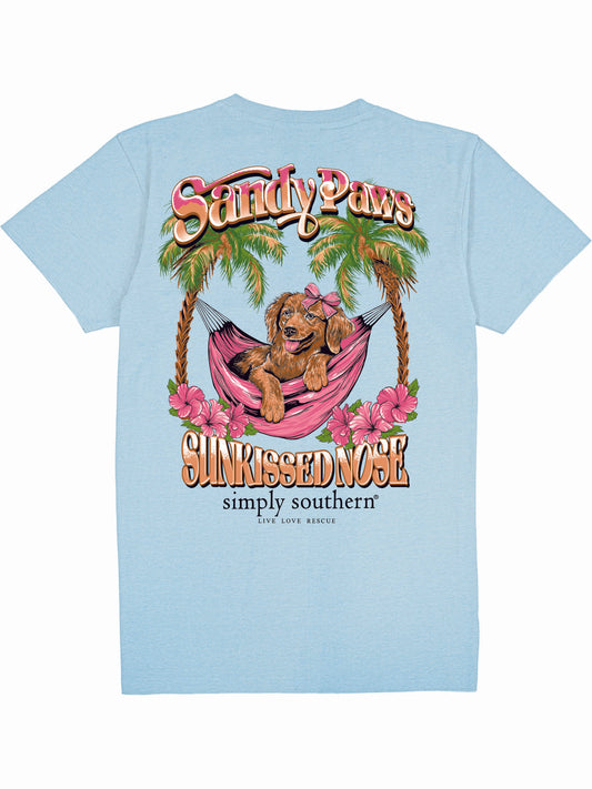 Ladies' Simply Southern Sandy Paws S/S (Ice)