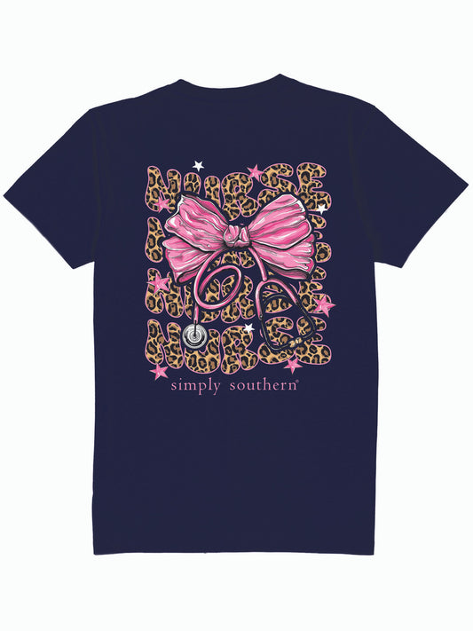 Ladies' Simply Southern Nurse Bow S/S (Navy)
