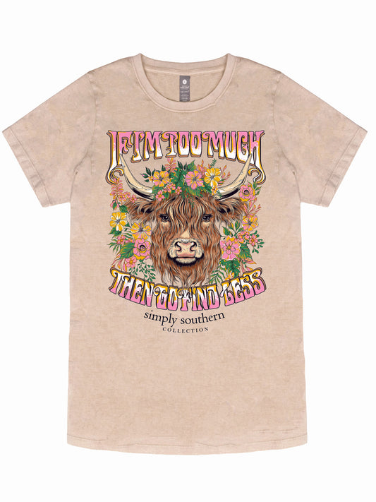 Ladies' Simply Southern If I's Too Much Then Go Find Less S/S (Washed Ecru)