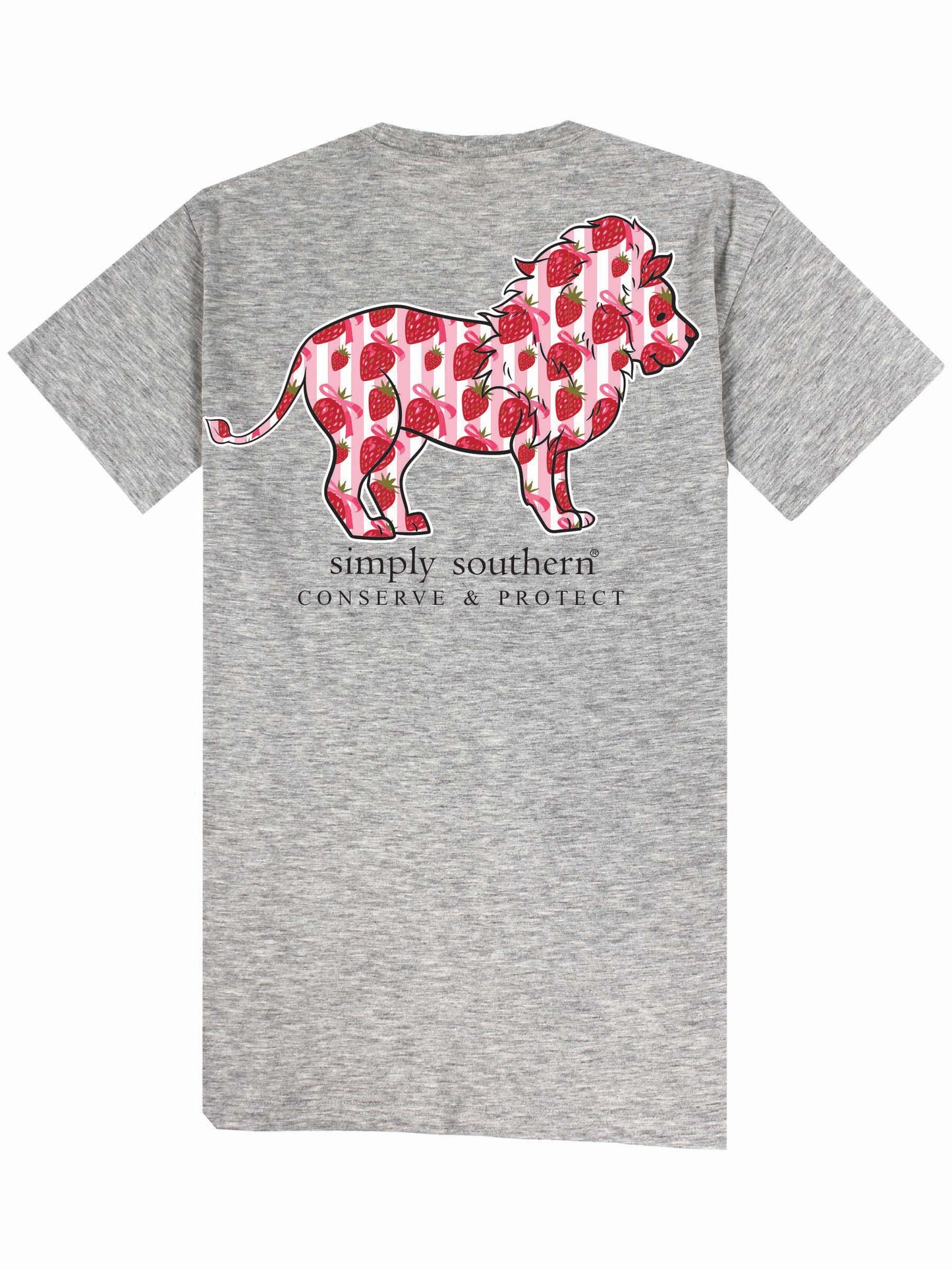Ladies' Simply Southern Lion Tracker Strawberry S/S Tee (Storm Heather)
