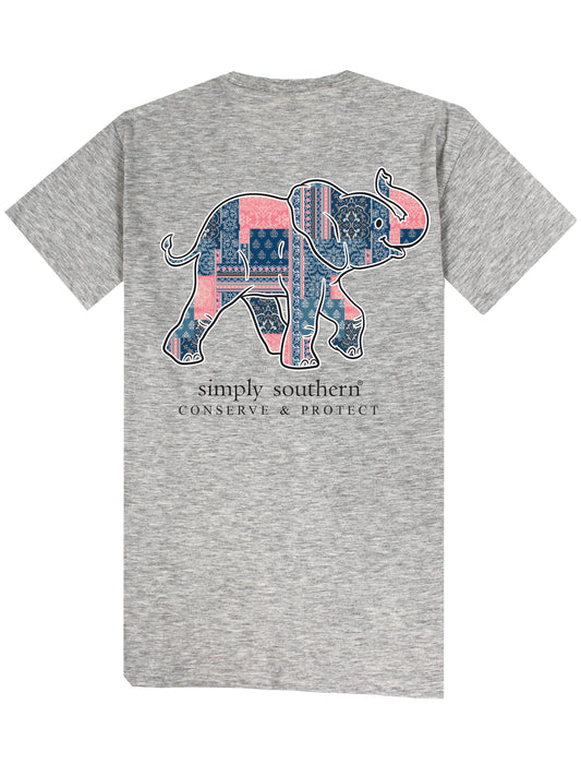 Ladies' Simply Southern Elephant Tracker Patch S/S (Storm Heather)