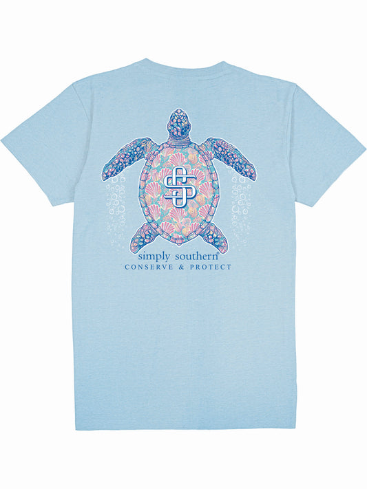 Ladies' Simply Southern Turtle Tracker Shell S/S (Ice)