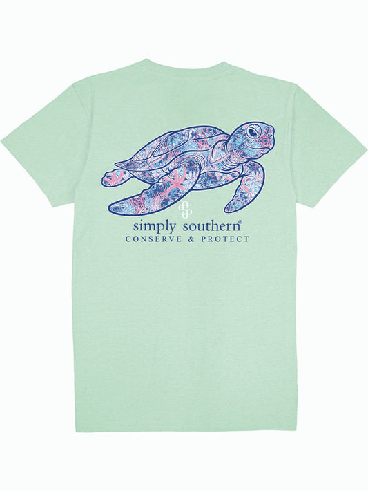 Ladies' Simply Southern Tracker Turtle Reef S/S Tee (Mint)