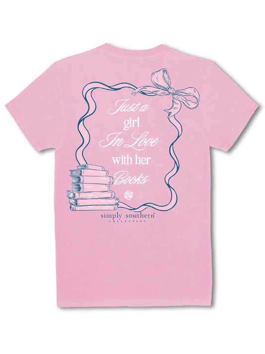 Ladies' Simply Southern Book Love S/S (Mineral Washed Pink)