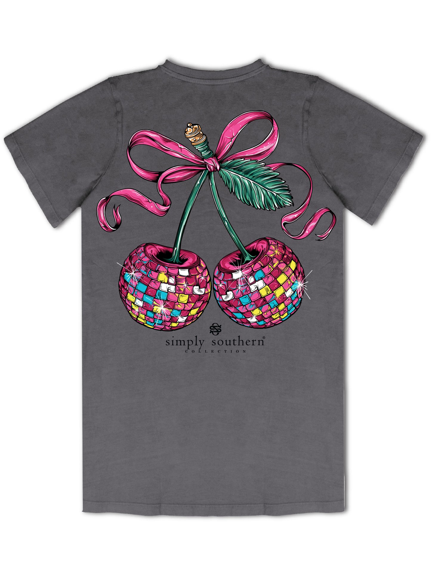 Ladies' Simply Southern Disco Cherry S/S (Washed Coal)