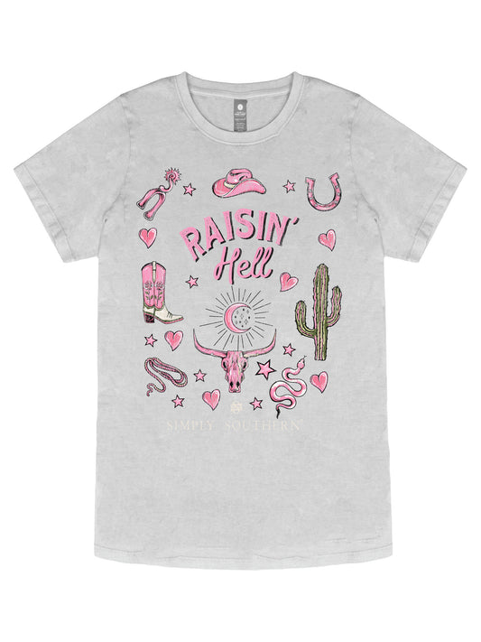 Ladies' Simply Southern Rasin' Hell S/S (Washed Shadow)