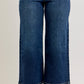 Ladies' Judy Blue HW Ankle Wide Stretch Denim Jeans (Dark Wash)