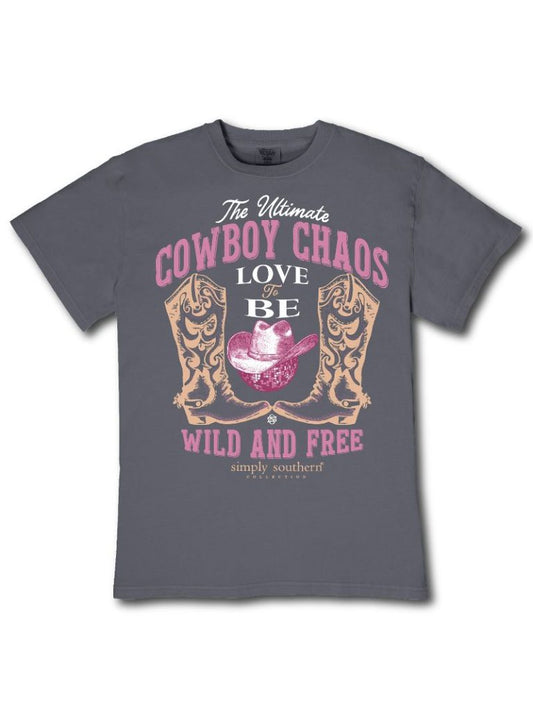 Ladies' Simply Southern Mineral Wash Cowboy Chaos SS (Graphite)