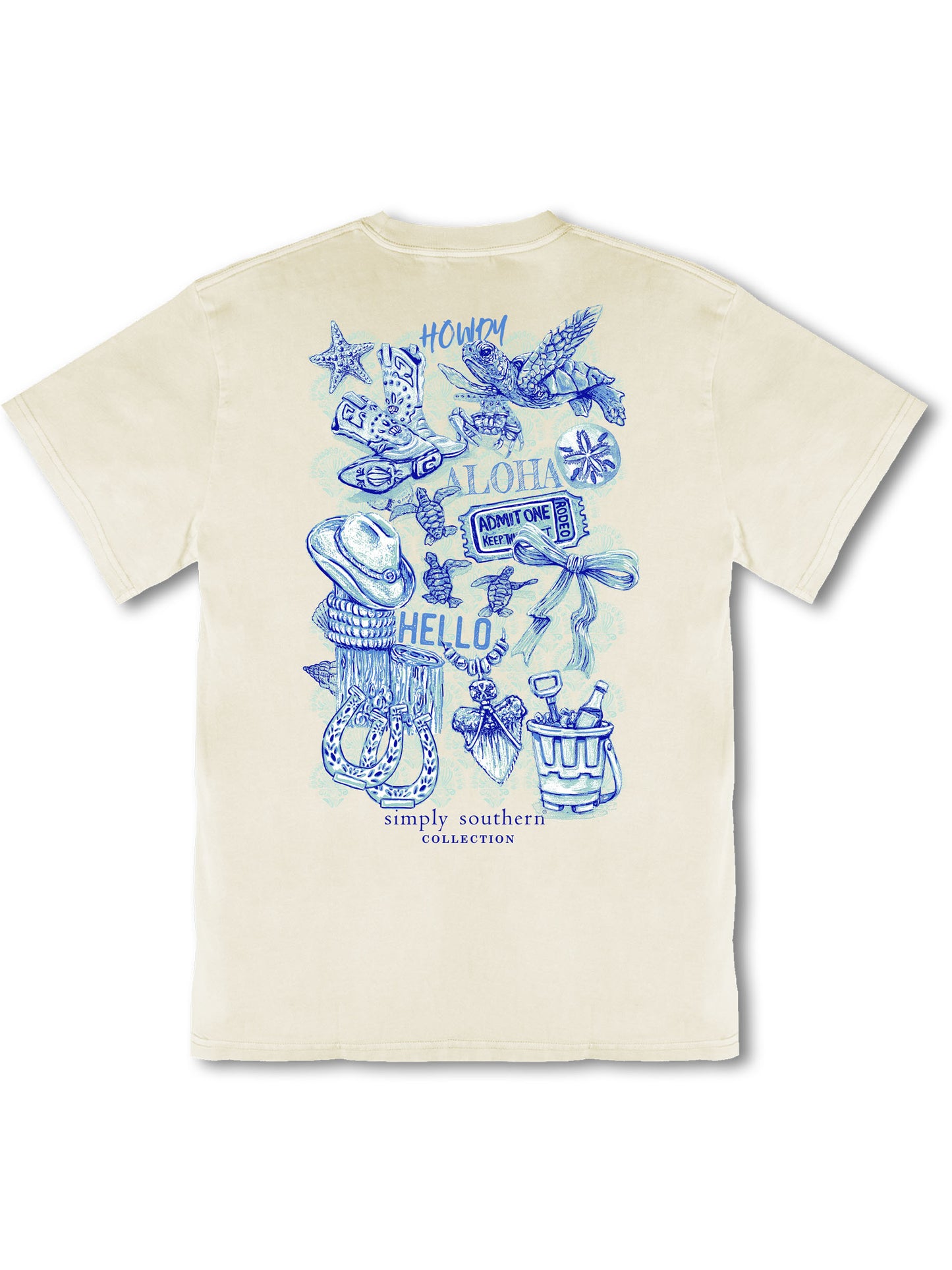 Ladies' Simply Southern Mineral Wash Howdy Collage SS (Bone)