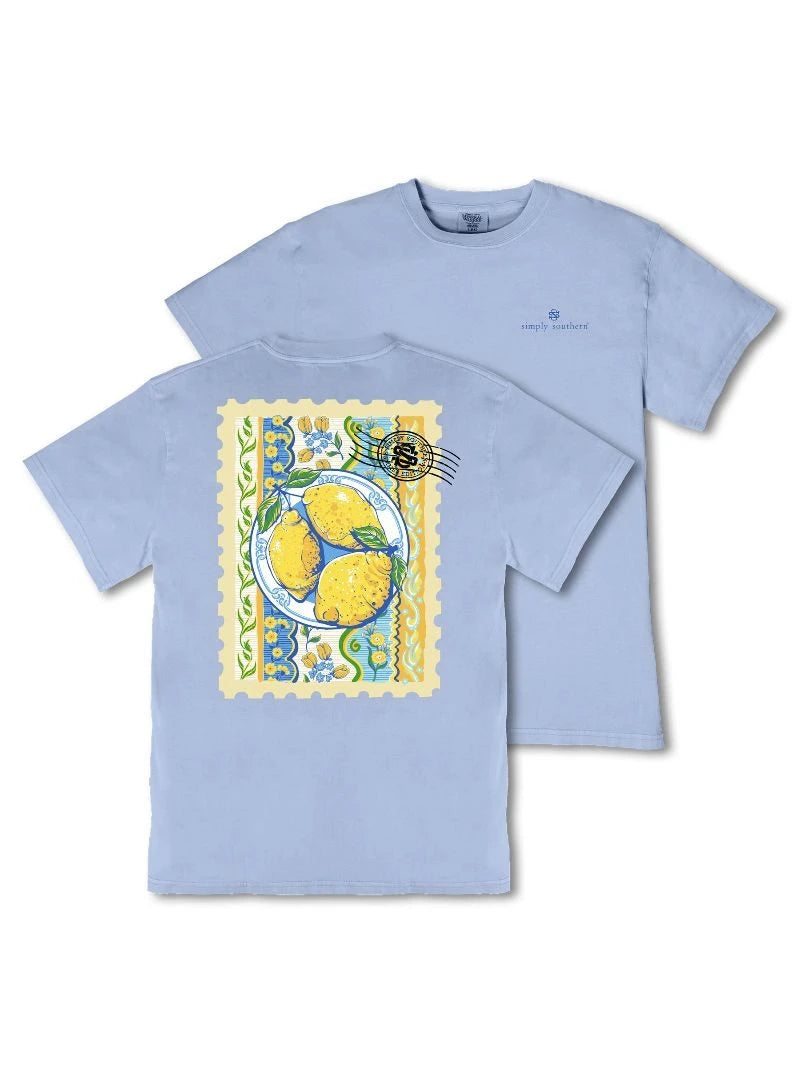 Ladies' Simply Southern Mineral Wash Lemon SS (Faded Blue)