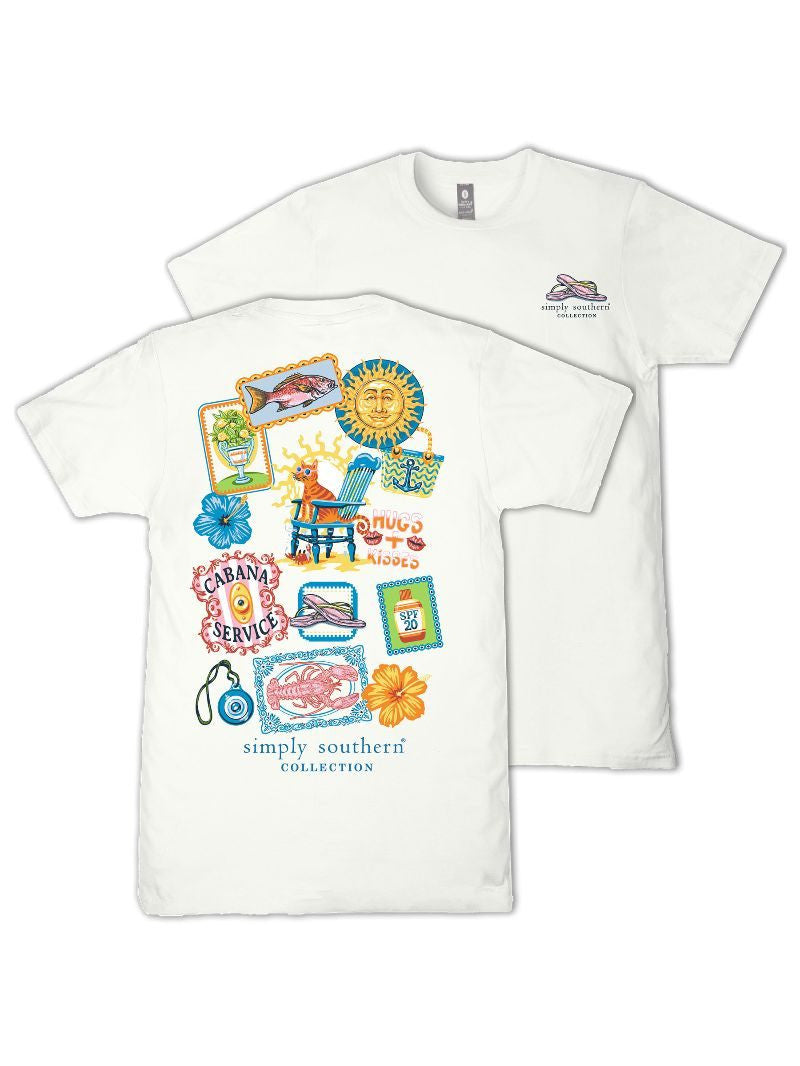 Ladies' Simply Southern Beach Collage SS (Oyster)