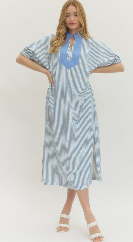 Ladies' Entro Seersucker Maxi Dress
