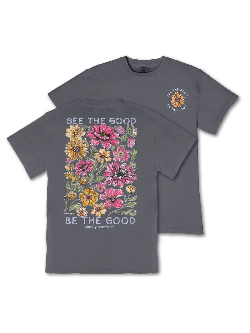 Ladies' Simply Southern Mineral Wash 'See The Good, Be The Good' SS (Graphite)