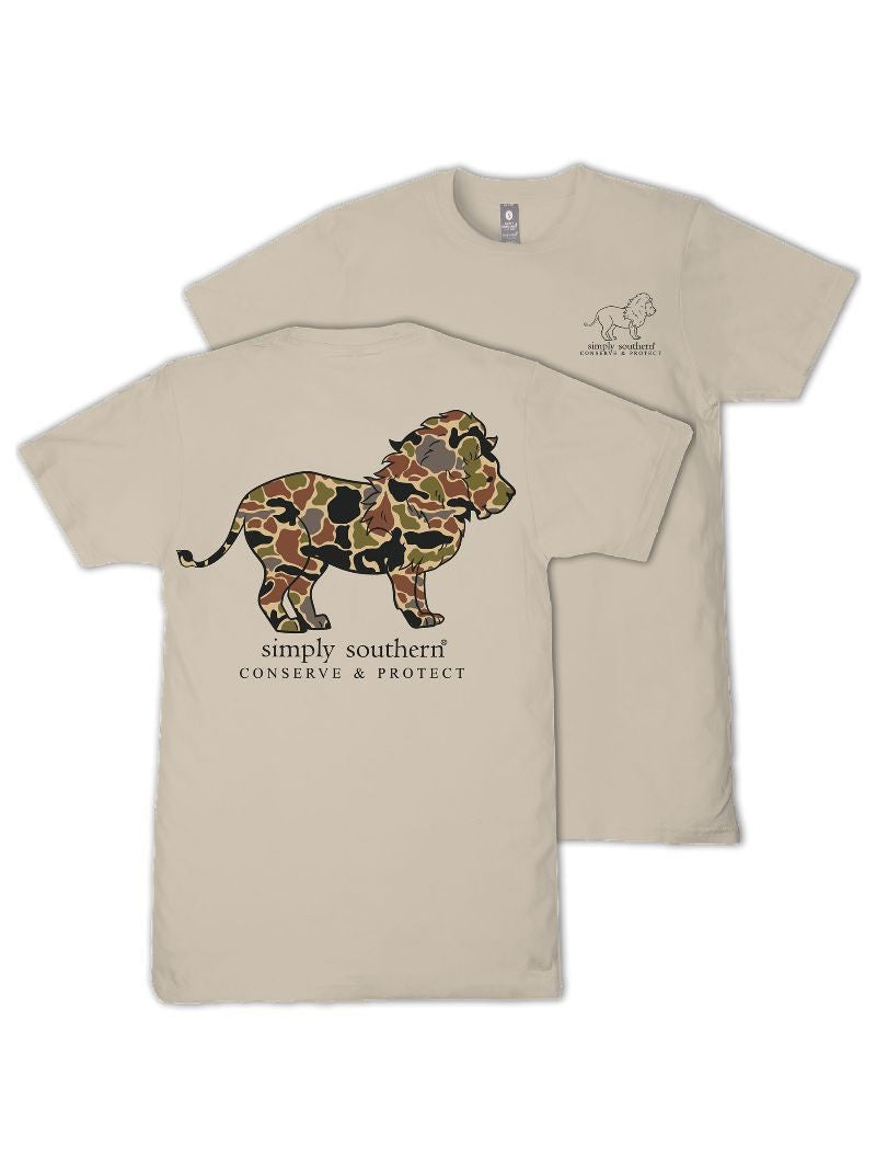 Ladies' Simply Southern Tracker Lion Camo SS (Clay)
