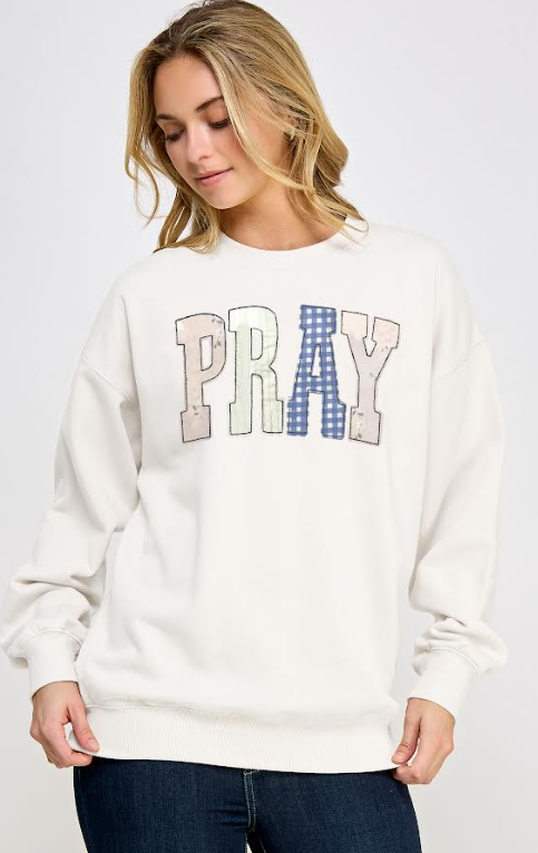 Reflex PRAY Patchwork Crew Neck Sweatshirt (Ivory)