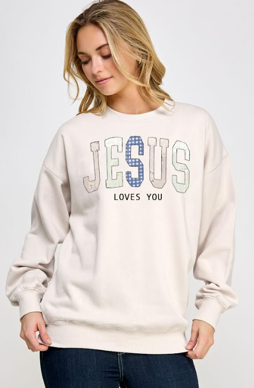 Reflex JESUS Loves You Patchwork Crewneck Sweatshirt