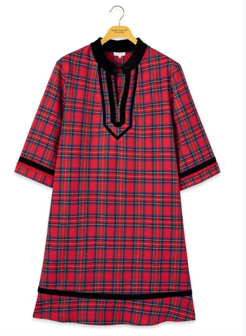 Simply Southern The Holiday Y-Neck Dress (Red)