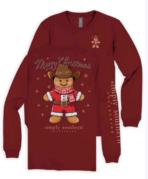 Simply Southern 'Merry Christmas' L/S (Carmine)