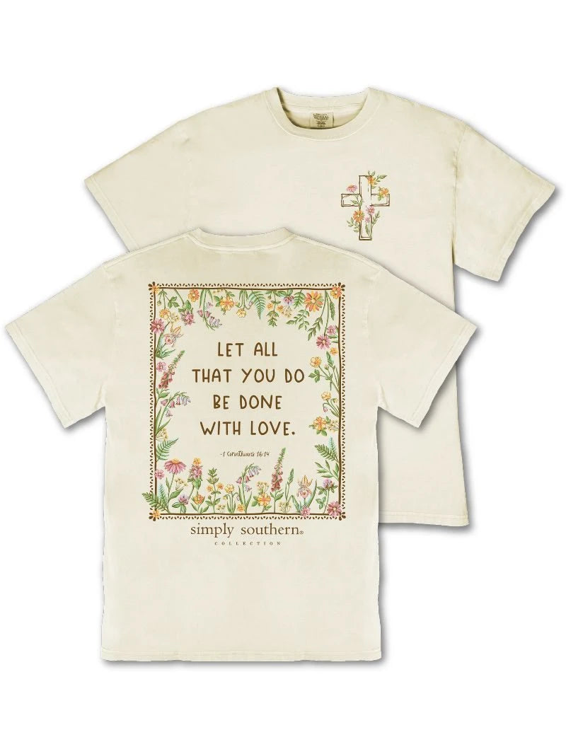 Ladies' Simply Southern Mineral Wash Love SS (Bone)