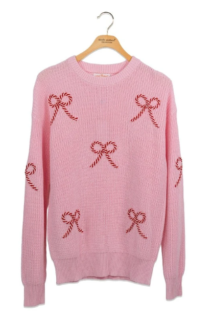 Simply Southern The Holiday Rope Sweater (Pink)