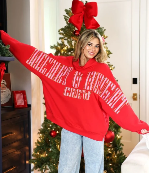 Simply Southern The Holiday Mock Neck Merry & Bright Crew Sweatshirt