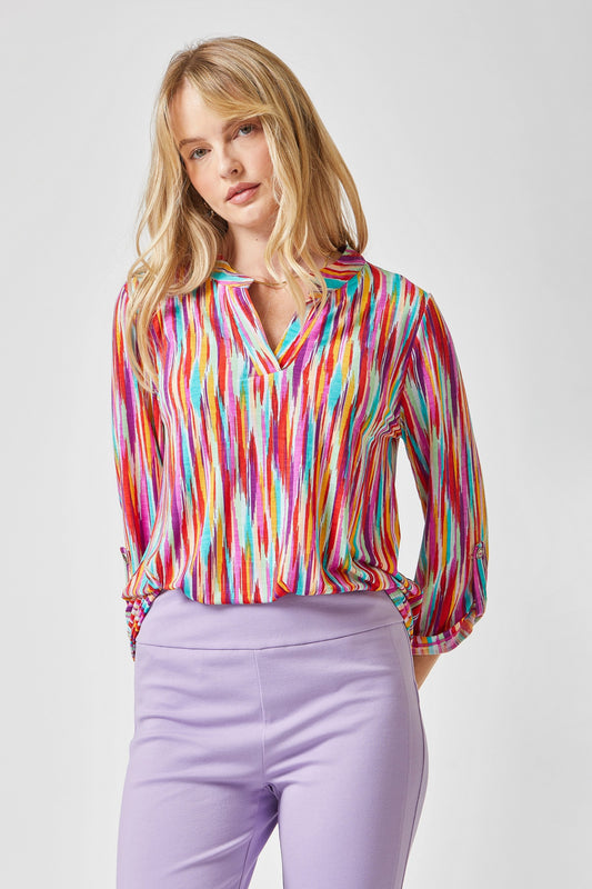 Lizzy Wrinkle Free 3/4 Sleeve Top (Multi)