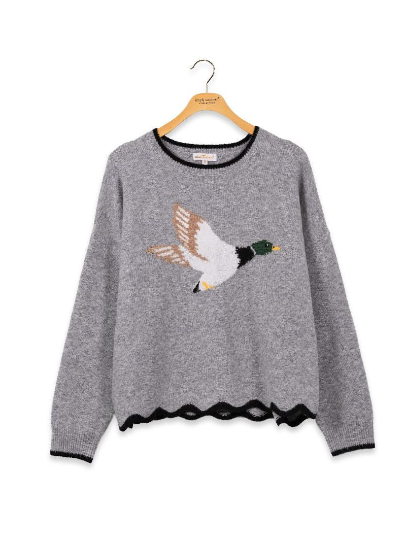 Ladies' Simply Southern The Rosalie Duck Sweater (Grey)