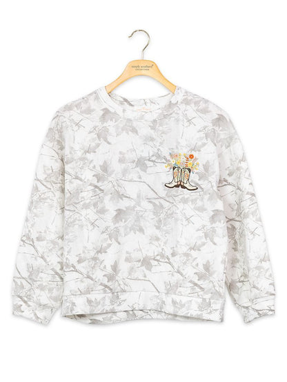 Ladies' Simply Southern The Everyday Embroidered Crew (White Camo)